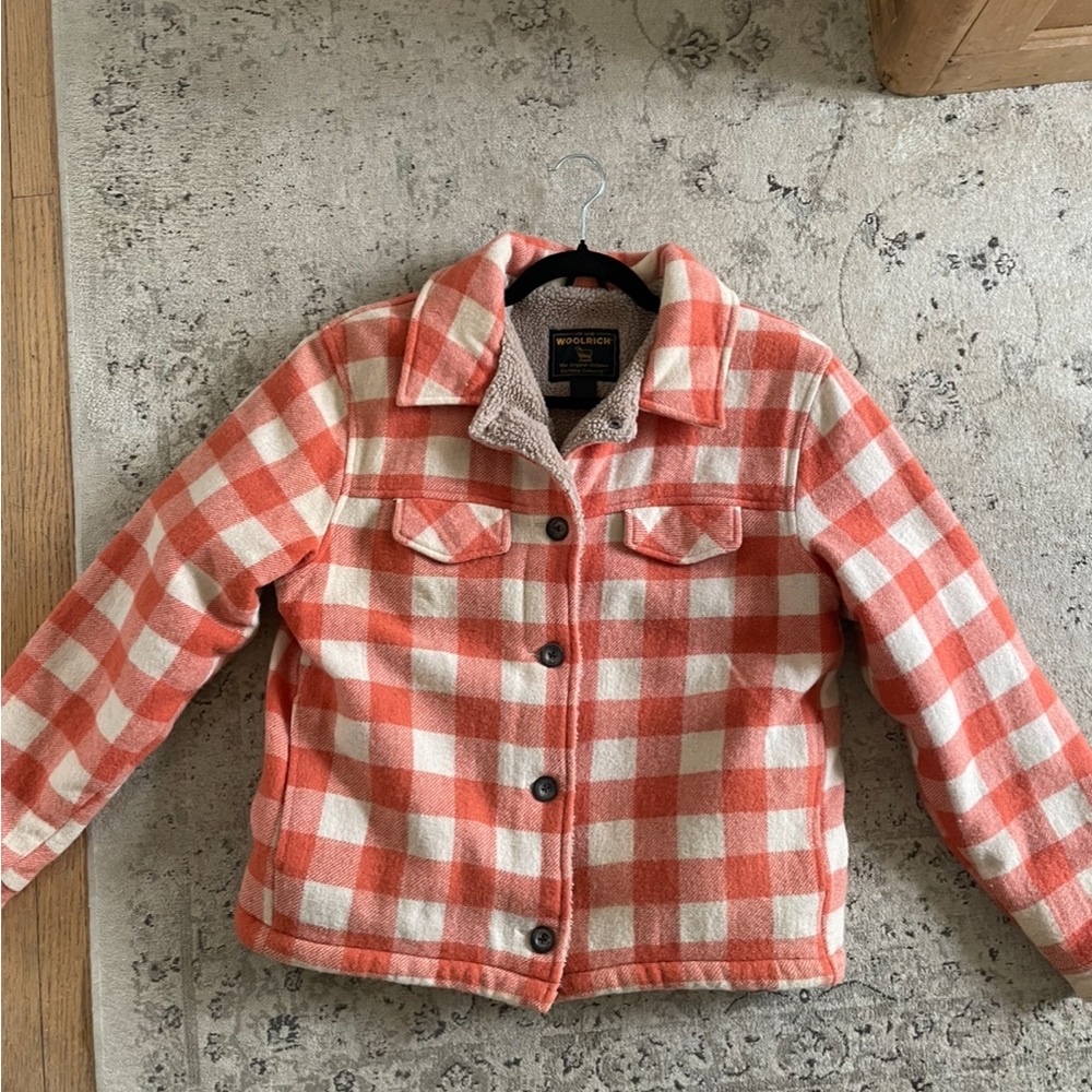 Woolrich Red and White Plaid Jean Jacket